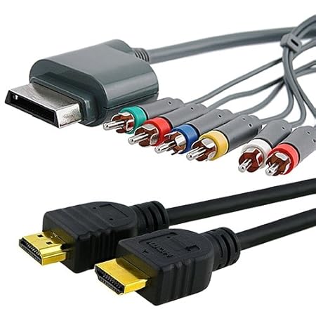 eForCity HD AV Component+6FT High Speed HDMI Cable 1080p Cable For Xbox 360 Slim