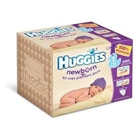 Huggies - 2500071 - Coffret Mes 1ers jours - Newborn Taille - 1 x 27 Couches - 2-5 kg - 1 recharge lingettes HUGGIES� Pure x64 + 1 bonnet + coupons-reduction