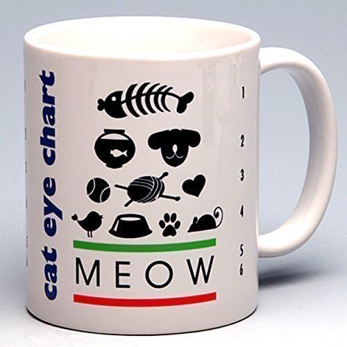11 oz. Personalized Whimsical Cat Eye Chart Ceramic Coffee/Tea Mug ~ perfect for a cat or pet lover