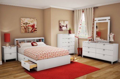 South Shore Spark Full Mates Bed, Pure White