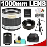 Rokinon 500mm f/6.3 Mirror Lens (T Mount) with Case + Tripod + Kit for Olym ....