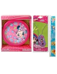 Home: 3 Item Gift Set Disney Minnie Mouse Wall Clock (10), Disney Minnie Necklace Dog Tag and Ruler - Best Christmas... - nattaponshop