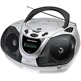 Axess PB2706 Portable Boombox MP3/CD Player with Text Display, AM/FM Stereo and USB/AUX Inputs - Black