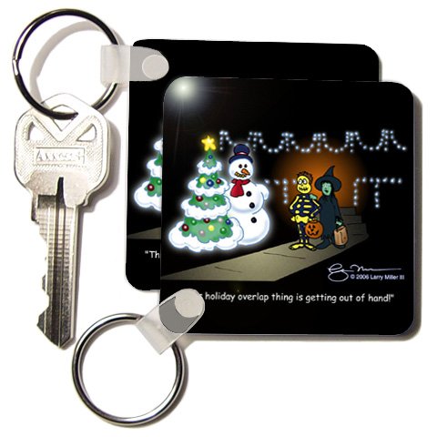 Larry Miller Cartoon about Holiday Overlap for Christmas - Set Of 2 Key Chains