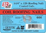 Grip-Rite 1-1/4-Inch 15? Electro-GALVANIZED Coil Roofing Nails, Smooth Shank, 600 nails per tub
