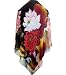 SilkNOW Hand Painted Black and Light Brown 100% Pure Silk Chiffon Georgette Scarf with Beautiful Multi Colored Floral Pattern