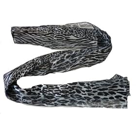 Stunning Satin Ladies Animal Print Fashion Scarf - Grey and Black Cheetah and Leopard Spots