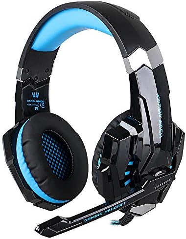 Gaming Headsetm,Winzik G9000 3.5mm Game Gaming Headphone Headset Earphone Headband with Microphone LED Light for Laptop Tablet Mobile Phones PS4, Black + Blue