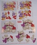 A4 3D step by step Le Suh decoupage sheet - cute Christmas bears