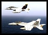 F/A-18F Super Hornets (2 Above Water) Gold Wood-Mounted Art Poster Print - 11