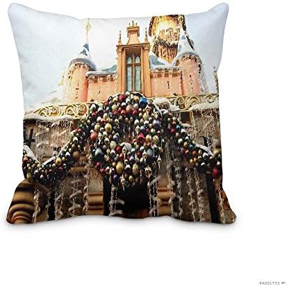 Pillow Case,Christmas Castle castle decorations wallpaper Throw Pillow Case Cute Snowman Pillowcase 18x18inch (Two Sides)