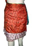Cinnabar Red Silk Sari Multi Wear Mini Wrap Skirt/dress
