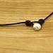 White Pearl Necklace Choker with 11-12 mm Pearls on Natural Dark Brown Leather