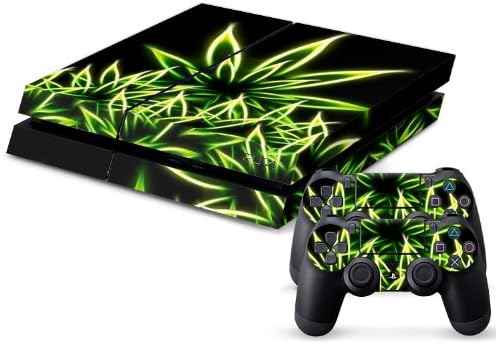 Playstation 4 Console Designer Skin Plus Two Decals for PS4 Controller - (Cannabis Weed)