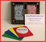 Kem RB Arrow Bridge Size Regular Index 100% Plastic Playing Cards with Free Dealer Button, 4 Free Cut Cards and Replacement Request Form