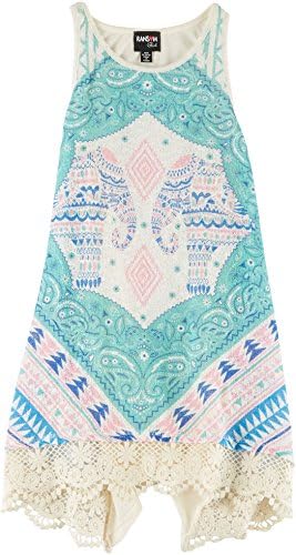 Ransom Girl Big Girls Elephant Lace Tank Top Small Ivory multi