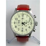 ADEE KAYE XXL ICW FLIEGER UHR CHRONOGRAPH WATCH IVORY DIAL BROWN STRAP by Adee Kaye