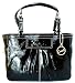 Coach East West Gallery Black Patent Leather Pleated Tote Bag - 13761