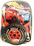Disney Cars Lightening McQueen Large Backpack with Non Insulated Detachable Lunch Bag - A wheel shape utility bag on the front. Very cute, boys and girls love it.