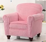 Kids Accent Chair with Rolled Arms in Pink Fabric Kids Accent Chair with Rolled Arms in Pink Fabric
