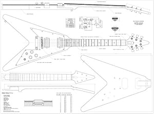 Amazon.com: Set of 4 Electric Guitar Plans - Gibson Flying ... semi hollow body les paul wiring diagram 