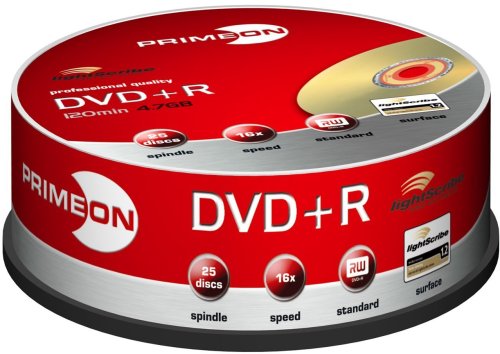 PRIMEON DVD+R 16X 120min / 4,7GB LightScribe Version 1.2 25er Spindel Preisvergleich