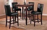 5pcs Bar Height Table and 4 Bar Chairs with Black Faux Leather #PD F21124,f11247