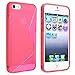 iPhone SE Case, Insten TPU Rubber Skin Case Cover compatible with Apple iPhone 5SE / 5S /5, Clear Hot Pink S Shape