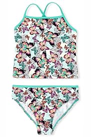 Square Neck Butterfly Print Tankini