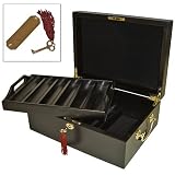 Trademark Poker Mahogany Poker Chip Case - Holds 500 Chips (Brown)