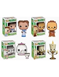 Toy: Funko Disney BEAUTY & THE BEAST 4PC 3.75 POP FIGURE SET - Lumiere - Mrs. Potts & Chip - Cogsworth - Peasant Belle - Funko