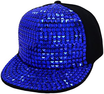 New Flat Hat Baseball Cap Hat Hip-hop Fashion Sequins (one size, royal blue)