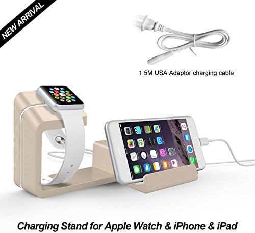 Apple Watch Stand, Alrite Charging Stand Bracket Docking Station Cradle Holder for iWatch iPhone Gold