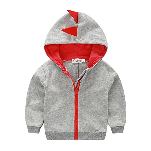 CANIS Baby Boys Toddler Long Sleeve Dinosaur Hoodies Zip-up Jacket