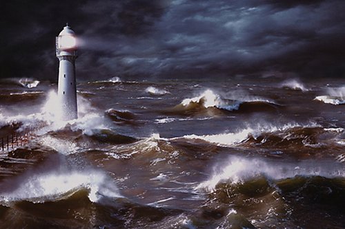Lighthouse and Waves - South Africa,36 in. x 24 in.