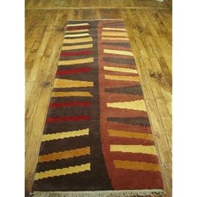 2'8 x 8'3 Black Hand Knotted Wool Gabbeh Runner Rug