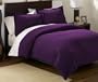 3 Pieces Solid Purple Soft Microsuede Duvet Cover with Shams Set King Size Bedding
