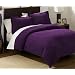 3 Pieces Solid Purple Soft Microsuede Duvet Cover with Shams Set King Size Bedding