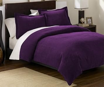 Chezmoi Collection 3 Pieces Solid Purple Soft Micro Suede Comforter with Pillowcase Set Queen Size Bedding