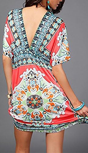 Women Sexy V-neck Summer Floral Beach Dress Bikini Cover Up Large Colorful 01
