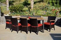 Big Sale Arbor 9 Piece All-Weather Wicker Patio Dining Set with Canvas Henna (5407-0000) cushions