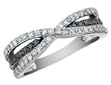 White and Black Diamond Ring 1/2 Carat (ctw) in 10K White Gold