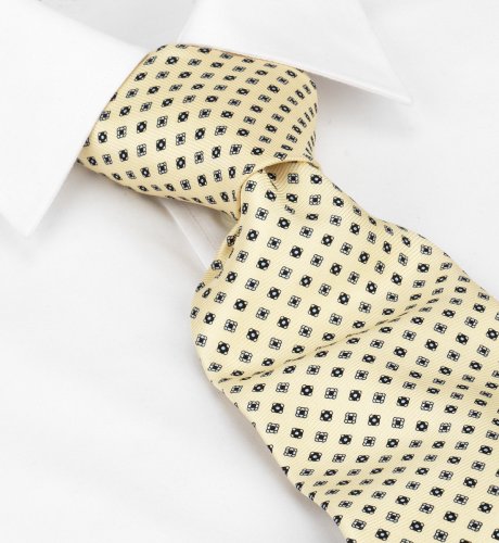Pure Silk Yellow Circle & Diamond Design Tie
