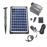 AT-10W-BL Beleuchtete Solar Teichpumpe 10 Watt mit Akku und 6 fach LED Ring, Hmax.: 600l/h Fontainenh�he: 1,50m f�r Gartenteich oder Springbrunnen