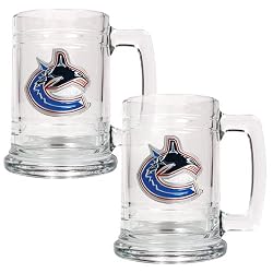 Vancouver Canucks NHL 2pc 15oz Glass Tankard Set- Primary Logo by Great American Products
