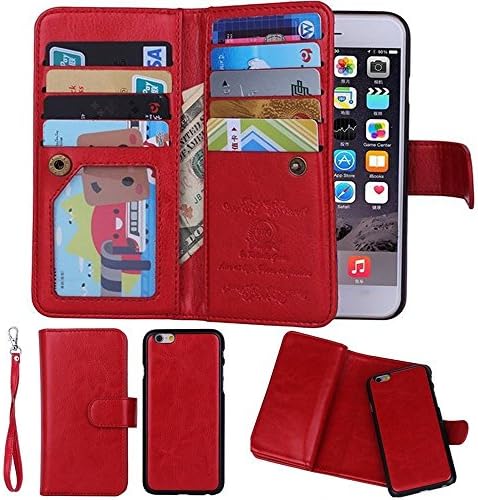 iPhone 6S Plus Case,iPhone 6S Plus Wallet Case Cover,iPhone 6S Plus Leather Case, YoungDoria Luxury Wallet Flip Leather Case Cover for iPhone 6S Plus 5.5'' &amp; iPhone 6 Plus 5.5'' (Cover - Red)