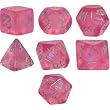 Polyhedral 7-Die Borealis Dice Set - Pink with Silver