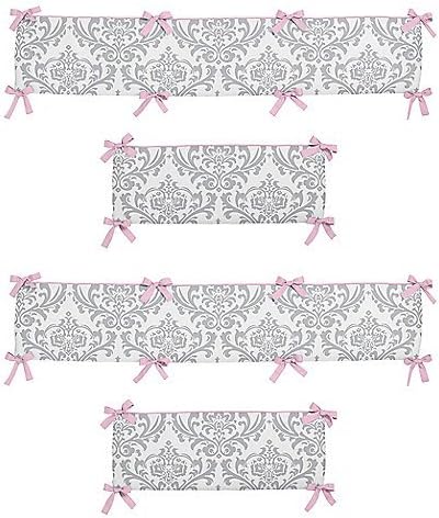 Sweet Jojo 4 Piece Crib Bumper Elizabeth Gray Pink Baby Girl