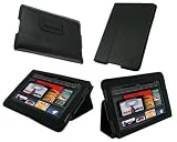 rooCASE Ultra Slim (Black) Leather Case Cover Cover with Stand for Amazon Kindle Fire 7-Inch Android Tablet