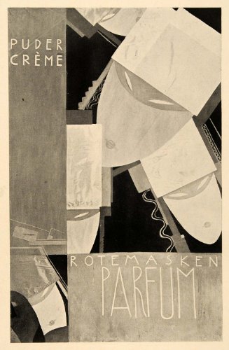 1927 Rote Masken Parfum Perfume Poster Art Deco Print - Original Halftone Print